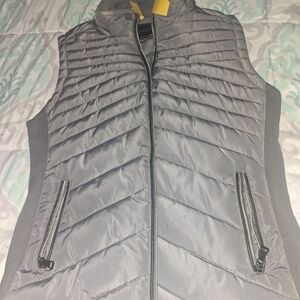 Gray Puffer Vest with Black Accents